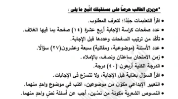 الجيزة تنشر نموذج استرشادي لامتحان العربية الإعدادي