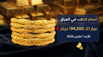 تطورات جديدة في أسعار مثقال الذهب داخل العراق بختام تعاملات يوم الأحد