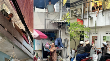 مطعم في مدينة هو تشي منه يقدم الطعام والشراب عبر حبل معلق