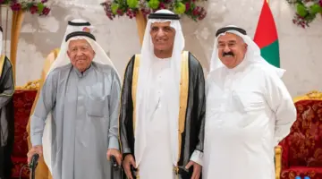 حاكم رأس الخيمة يتلقى تهاني الشيوخ والمسؤولين والمواطنين بالعيد