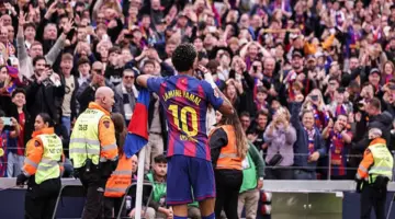 كواليس احتفال لامين يامال بعلم فلسطين بعد تتويج برشلونة بلقب الليجا