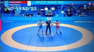 محمد حسن يحصد ذهبية بطولة العالم للمصارعة بصربيا
