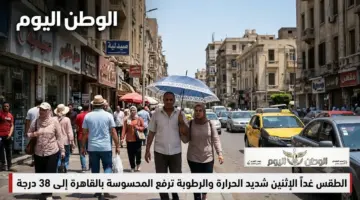 الطقس غداً الإثنين شديد الحرارة والرطوبة ترفع المحسوسة بالقاهرة إلى 38 درجة