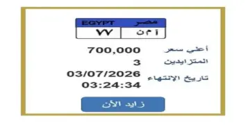 سعرها وصل 700 ألف جنيه.. خطوات التزايد على لوحة سيارة مميزة